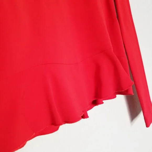 A.L.C. Women's Ann Long Sleeves Shirt Blouse Top 2 Red Peplum Crepe Zipper $325 - Picture 13 of 16
